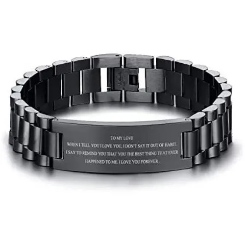 VNOX Personalized Engraved Love Quote Link Bracelet from Wife Anniversary Birthday Gifts to Lover Boyfriend Husband,Adjustable VNOX Personalized Engraved Love Quote Link Bracelet from Wife Anniversary Birthday Gifts to Lover Boyfriend Husband,Adjustable