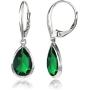 Sterling Silver Simulated Gemstone Teardrop Dainty Leverback Dangle Earrings