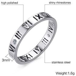 Jaline Fashion Stainless Steel IP Rose gold plating Roman Numeral Ring for Women and Teen Girls,Rose Gold,Size 6-8