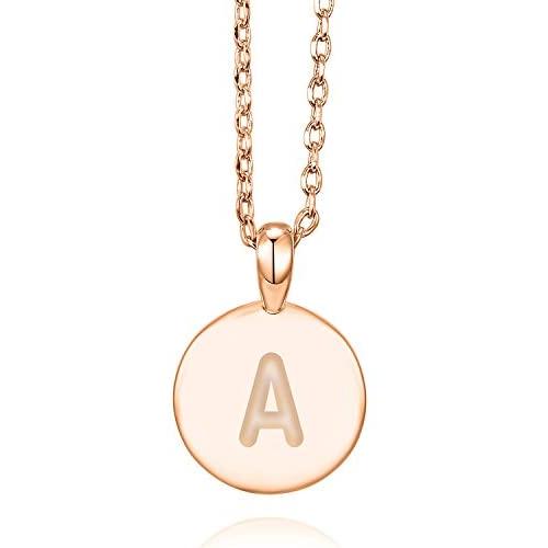 PAVOI 14K Rose Gold Plated Letter Necklace for Women | Gold Initial Necklace for Girls