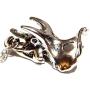 Silvertone Triceratops Skull Pendant on 18'' Chain Necklace Dinosaur Bones