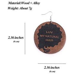 SMALLLOVE Bohemian Wood Drop Dangle Earrings Set for Women Girls African Natural Lightweight Wooden Black Big Round Circle Geometric Ethnic Style Earring