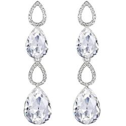 Scarlvambo Bride Dangle Earrings Hollow Teardrop Womens Austrian Crystal Pierced