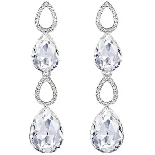 Scarlvambo Bride Dangle Earrings Hollow Teardrop Womens Austrian Crystal Pierced Scarlvambo Bride Dangle Earrings Hollow Teardrop Womens Austrian Crystal Pierced