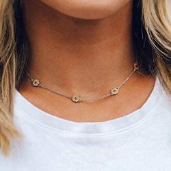 Small Sunflower Choker Necklace Cute Silver You are My Sunshine Vintage Pendant Jewelry Handmade Birthday Gifts for Mom Women Daughter Garden Daisy Sun Flower