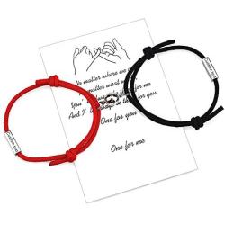 Nicehel 2pcs Customized Engraved Attract Each Other Rope Braided Bracelets Come with Gift Card Jewelry Gift for Couple,Familier,Sisters,Best Friends