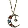 SPUNKYsoul Boho Antique Gold or Silver Tribal Crescent Moon Faceted Crystal Long Necklace for Women