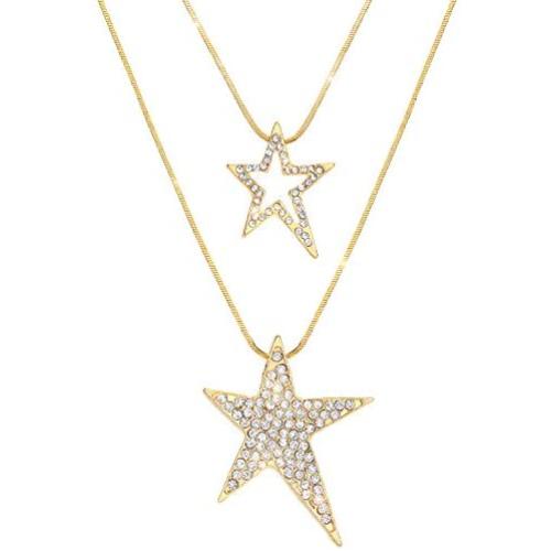 Chamqueen Double Layered Necklace Sweater Chain Jewelry V Shape Lariat Long Necklace for Women Girls
