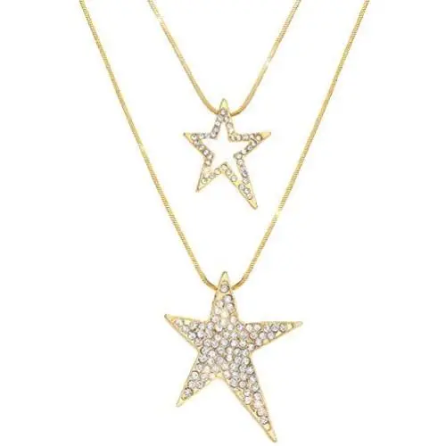 Chamqueen Double Layered Necklace Sweater Chain Jewelry V Shape Lariat Long Necklace for Women Girls