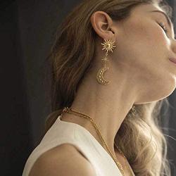 Statement Vintage sun Flower Evil Eye Dangle Drop Earrings Jewelry Bohemian Long Tassel Hoop Earrings Ethnic Star Moon asymmetry Earrings for Women Girls