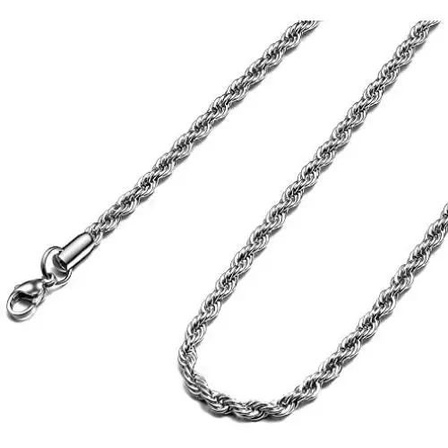 HolyFast 2-10mm Twist Chain Necklace Stainless Steel Necklace 16-38 Inches Men Women Jewellery