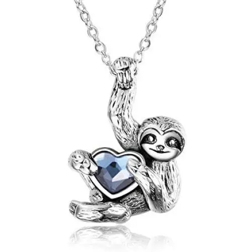 YFN Sloth Gifts Sterling Silver Sloth Necklace Heart Crystal Sloth Jewelry for Women Men YFN Sloth Gifts Sterling Silver Sloth Necklace Heart Crystal Sloth Jewelry for Women Men
