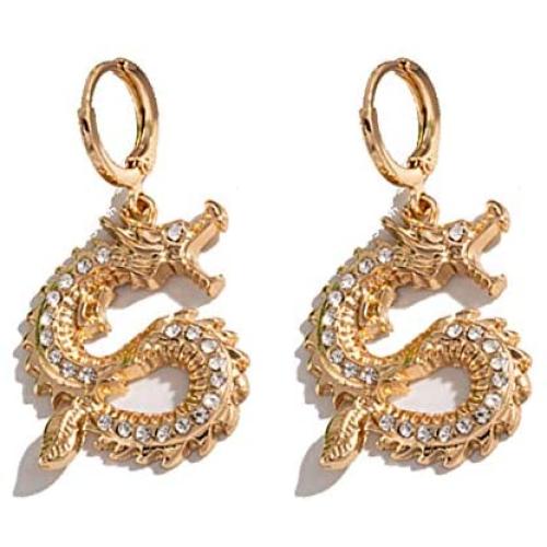 Dragon Dangle Earrings Exaggerated Chinese Dragon Small Hoop Earrings for Women Girls Hip Hop Party Jewelry Gifts
