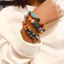 HaHaGirl 6 Sets Bohemian Stackable Bead Bracelets for Women Girls Stretch Multilayered Bracelet Set Multicolor Tassel Strand Bracelets Stretch Jewelry