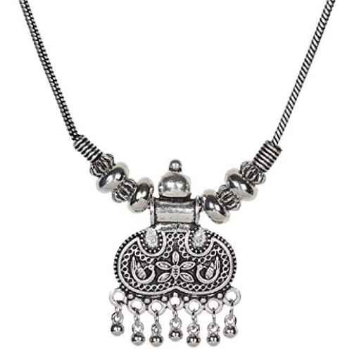Sansar India Oxidized Pendant Indian Necklace Jewelry for Girls and Women 1588
