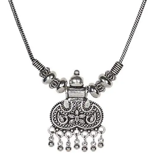 Sansar India Oxidized Pendant Indian Necklace Jewelry for Girls and Women 1588 Sansar India Oxidized Pendant Indian Necklace Jewelry for Girls and Women 1588