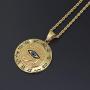 Moca Jewelry Hip-Hop Ancient Egyptian Horus Eye Pendant Stainless Steel Chain Rhinestone Crystal Necklace for Men Women
