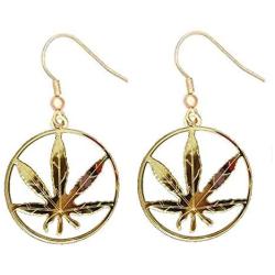 RUIZHEN Gold Marijuana Weed Cannabis Leaf Dangle Earrings