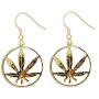 RUIZHEN Gold Marijuana Weed Cannabis Leaf Dangle Earrings