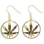 RUIZHEN Gold Marijuana Weed Cannabis Leaf Dangle Earrings