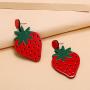 Strawberry Earrings Acrylic Big Drop Dangle Earrings, Cute Fun Fruit Dangle Earrings, Light Fashion Earrings for Women and Girls