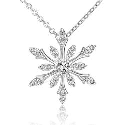 ELEGANZIA Snowflake Necklace for Women Sterling Silver Jewelry Sparkling Cubic Zirconia for Teenage Girls Mom Girlfriend