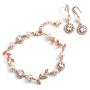 Mariell Rose Gold Vine & Ivory Pearl CZ Bridal Bracelet & Earrings Set - Wedding Jewelry for Bridesmaids
