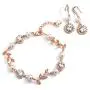 Mariell Rose Gold Vine & Ivory Pearl CZ Bridal Bracelet & Earrings Set - Wedding Jewelry for Bridesmaids