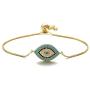 Trendy Gold Plated Turkish Evil Eye Bracelet Pave CZ Blue Eye Gold Chain Bracelet Adjustable Female Party Jewelry