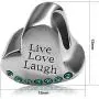 JMQJewelry Heart Live Love Laugh Birthstone Birthday Charms Beads For Bracelets Mom Grandma Son Daughter Brother Sister Jewelry