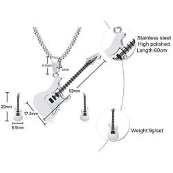 MPRAINBOW Guitar Music Player Stainless Steel Lover Pendant Necklace Jazz Jewelry for Men Women