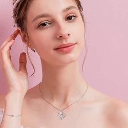 Distance S925 Sterling Silver Rose Flower Necklace, Rose Bracelet, Two-Tone Cross Pendant Necklaces for Women Girls Gift for Valentine Birthday Christmas Mother Day