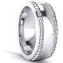 Super Heavy Sterling Silver 8mm Domed Double Row Simulated Diamond Wedding Band Full Eternity Ring