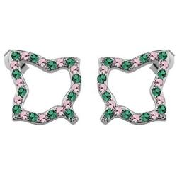 Pink and Green Leaf Zircon Earrings Sorority Gifts Graduation Gift Graduation Jewelry