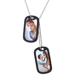 U7 Men Women Custom ID Tag,Stainless Steel Medical Identification Necklace Bead Chain 23 Inch, Silicone Silencer, Military Dog Tag Customized with Text or Image, Gift Packed