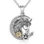 YFN Unicorn Crescent Necklace 925 Sterling Silver Unicorn Gift for Women Girls