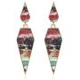 Bohemian Wood And Marble Effect Pentagon Shaped Drop Statement Earrings