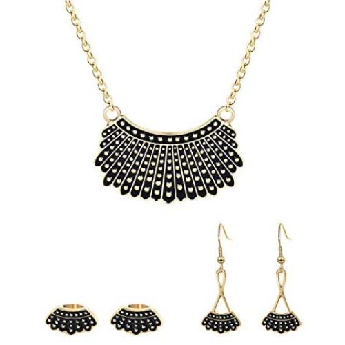 RBG Dissent Collar Necklace Set Ginsburg Dissent Earrings Ruth Bader Ginsburg Dangle Drop Earrings I Dissent Jewelry Set