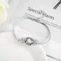 AOBOCO Sterling Silver Bangle Bracelet for Women with Swarovski Crystal - Beautiful You - Inspirational Leaf Floral Christmas Jewelry Gift for Her