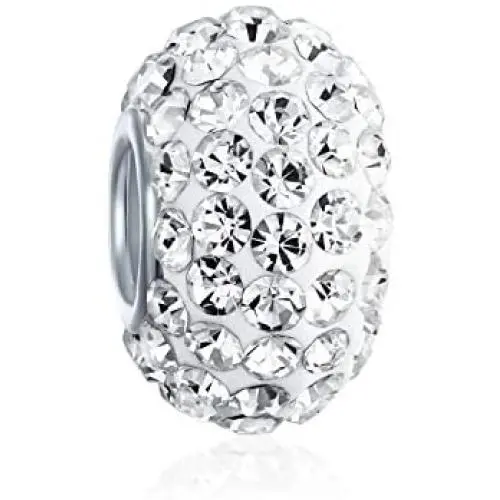 Solid Color Pave Crystal Spacer Bead Charm For Women Teen Fits European Charm Bracelet 925 Sterling Silver Core Solid Color Pave Crystal Spacer Bead Charm For Women Teen Fits European Charm Bracelet 925 Sterling Silver Core