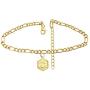 FUTIMELY 18K Gold Plated Initial Anklet for Women Girls Men,Cute Summer Sandy Beach Anklet Bracelet,Figaro Chain Frosted Coin Disk Pendant Foot Jewelry