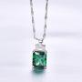 BONLAVIE Womens Pendant Necklace with Created Emerald Cubic Zirconia CZ Birthstone 925 Sterling Silver Chain Pendant Christmas Romantic Date Gift