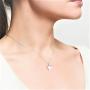 Women Heart Necklace, Double Sided Heart Pendant Necklaces for Girls Swarovski Crystal Necklace Gifts for Her Birthday Valentine Day Fashion Jewelry for Mom Daughter Teen Girls Girlfriend, White Gold