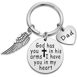 Eigso Mom Dad Memorial Keychain God Has You in His Arms I Have You in My Heart Memorial Gift Loss of Father Mother Remembrance Keyring