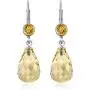 Gem Stone King 925 Sterling Silver Briolette Citrine Womens Drop Earrings 10.00 Ctw Gemstone Birthstone