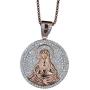 KOSMOLING Sparking Iced Out Hip Hop Jewelry Rose Gold Silver 3 Colors Virgin Mary Pendant Necklace for Men and Women, Micro Pave AAA Cubic Zirconia, 24inch Box Chain