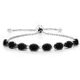 Gem Stone King 925 Sterling Silver Oval Black Onyx Adjustable Tennis Bracelet 10.00 Ctw Gemstone Birthstone