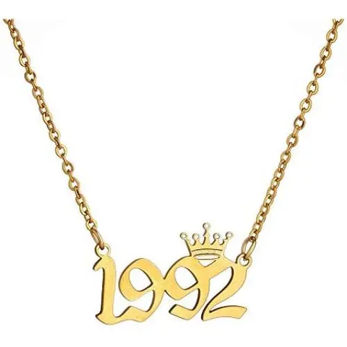 MICOMAKA Birth Year Number with Crown,Necklace Old English, Memorable Anniversary Jewelry for Women Girls, Personalized Birthday Jewelry 18K Real Gold Stainless Steel Pendant MICOMAKA Birth Year Number with Crown,Necklace Old English, Memorable Anniversary Jewelry for Women Girls, Personalized Birthday Jewelry 18K Real Gold Stainless Steel Pendant