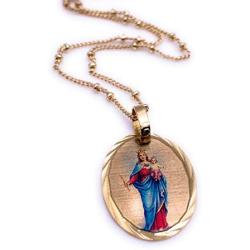 Virgen Maria Auxiliadora Pendant Necklace for Women 18K Gold Plated Chain Mary Help Of Christians Jewelry