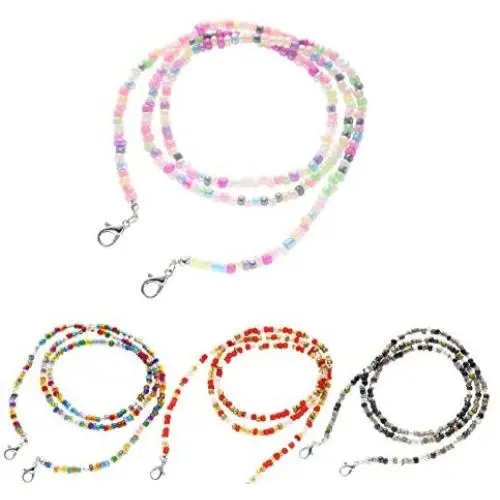 Hsarsup Face Mask Lanyard with Clips Bead Eyeglass Neck Chain Strap Beaded Mask Holders Multi-Functional Hsarsup Face Mask Lanyard with Clips Bead Eyeglass Neck Chain Strap Beaded Mask Holders Multi-Functional